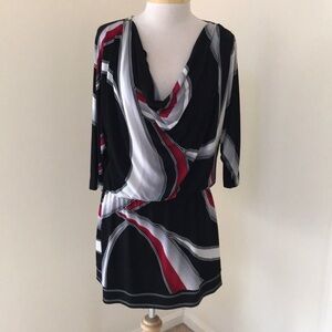 White House black market large black multi cowl dolman sleeve dress.